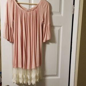 Pink and Creme Lace Jodifl Tunic